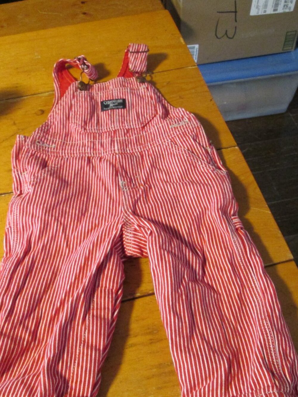 oshkosh bib overalls red pinstripe engineer 12 mos